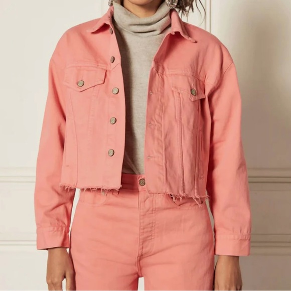 BOYISH the Harvey cropped denim jacket pretty in pink size small new with tags - Picture 1 of 4